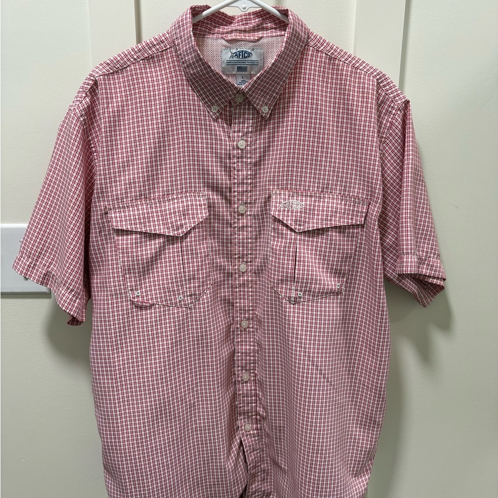 AFTCO Men's Red Checkered Casual Shirt
